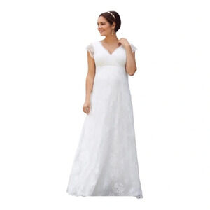 Tiffany Rose Eden Maternity Wedding Gown Ivory Dream  Lace Dress NWOT